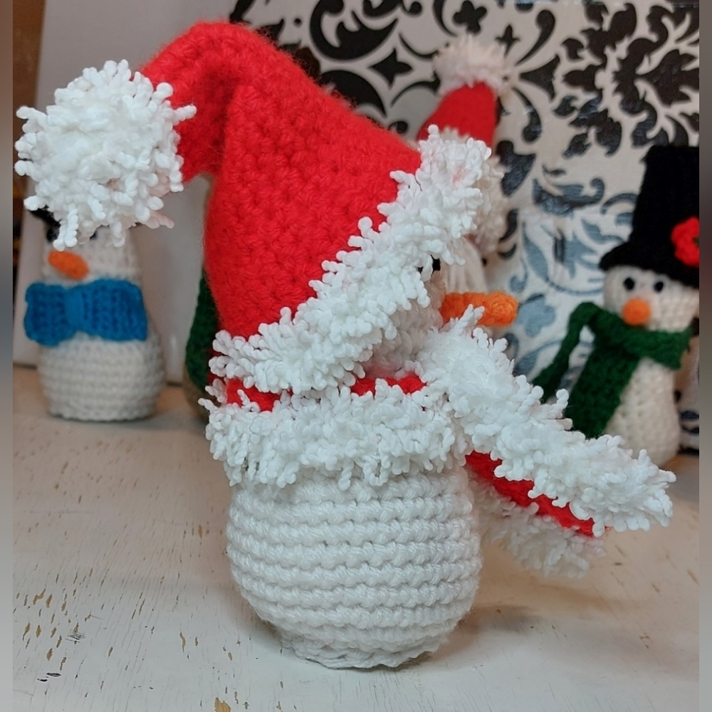 Christmas Crochet Santa Snowman Handmade (by me!) Holiday Decoration Unique Gift - Picture 4 of 8